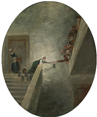 Distribution of milk at Saint Lazare prison, 1794 (Hubert Robert) (1733-1808)  